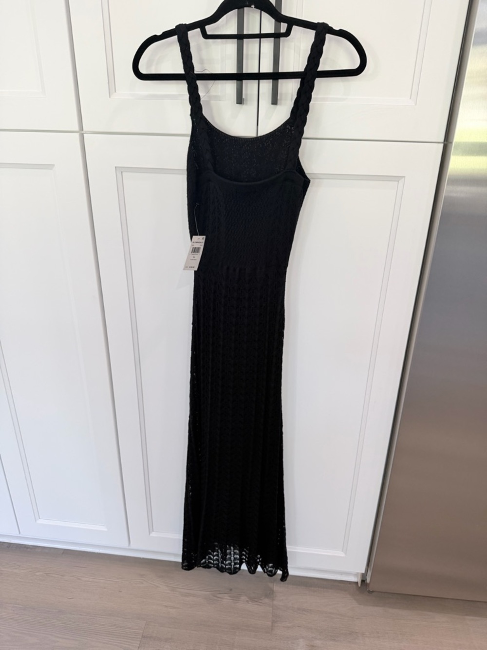 Aqua Black Crochet Maxi Dress with Braided Straps